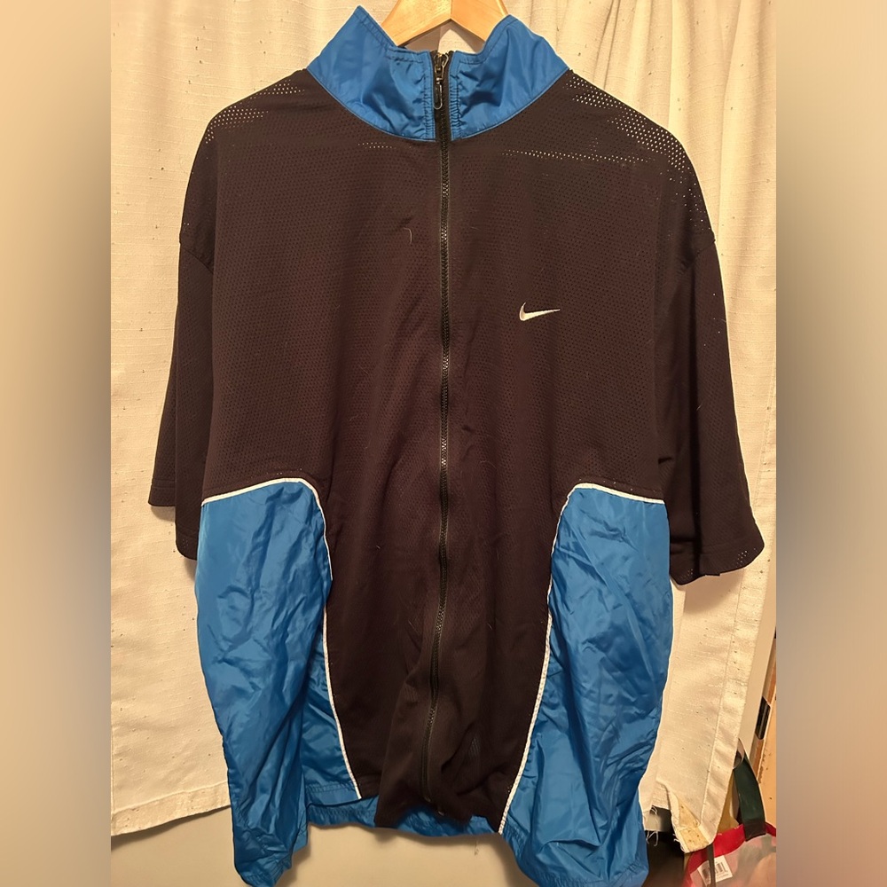 Vintage Nike short sleeve zip up with mesh top and windbreaker bottom